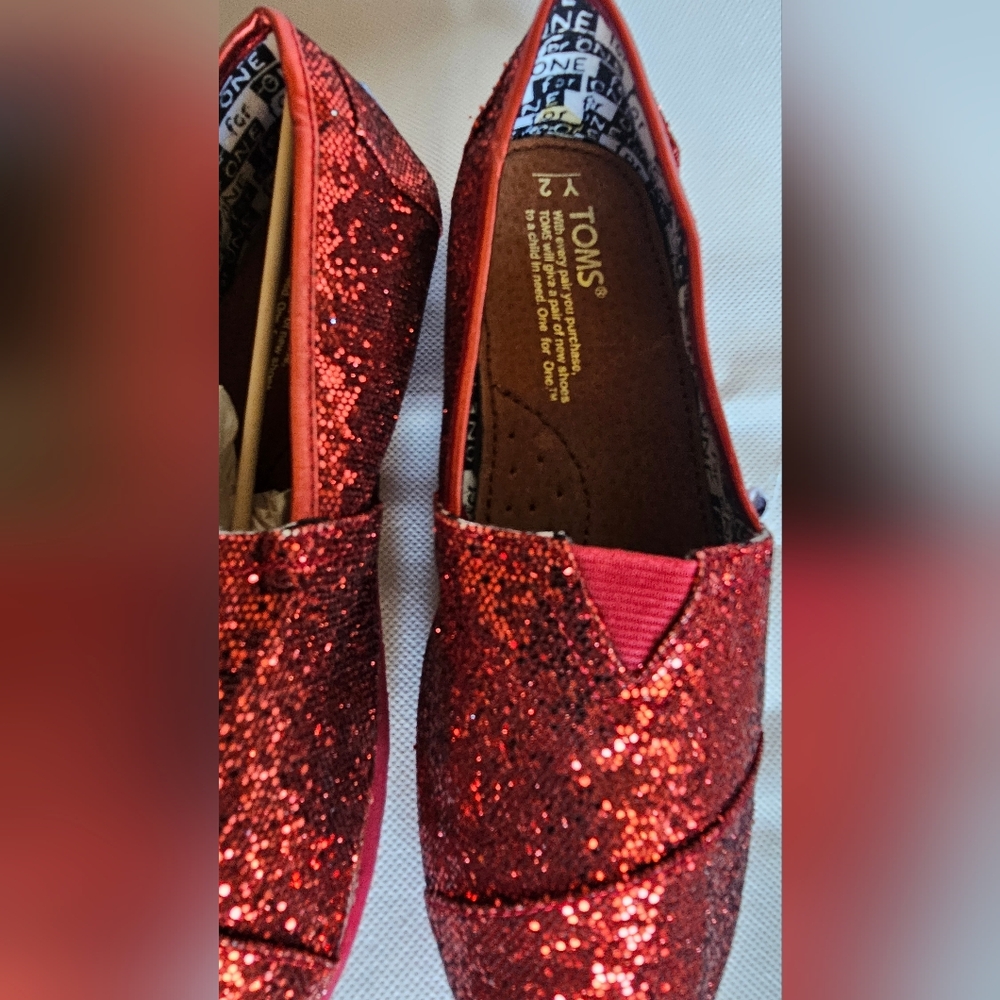 Toms Kids Glittery Red Flats